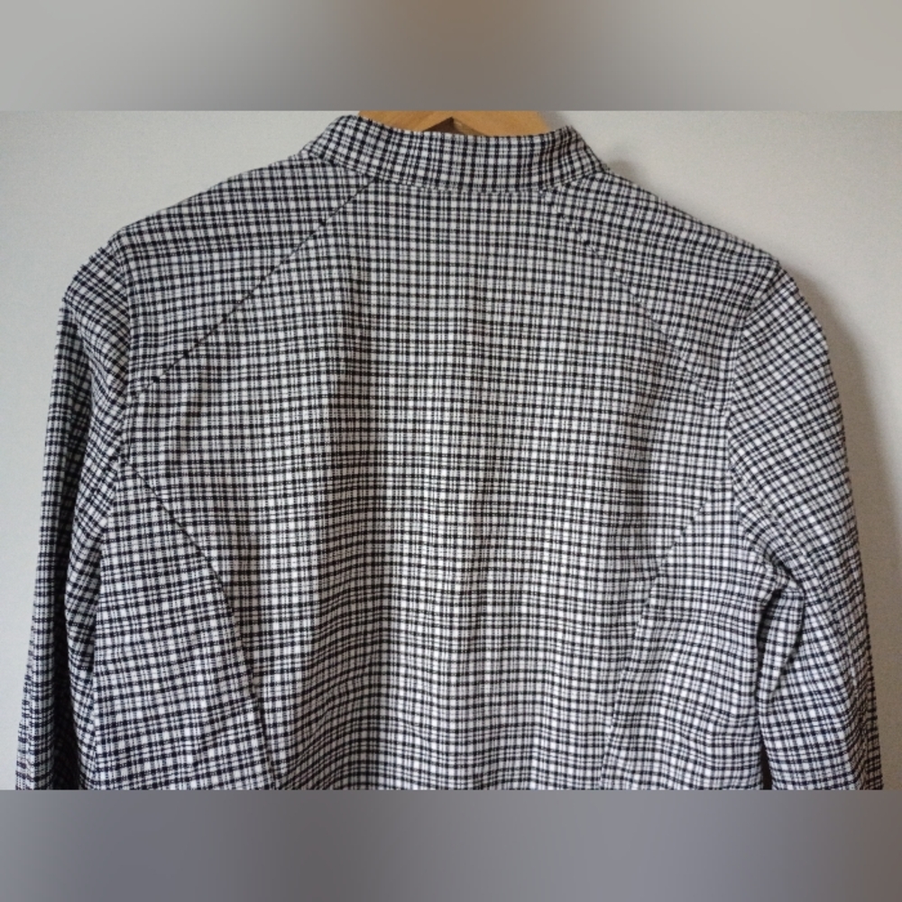 NWT White House Black Market Black and White Checkered Zip Front Jacket Size 10 - Picture 8 of 12